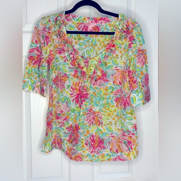 Lilly Pulitzer Tops - Lilly Pulitzer | First Impressions fringe neckline Cerelia Top Holy Grail